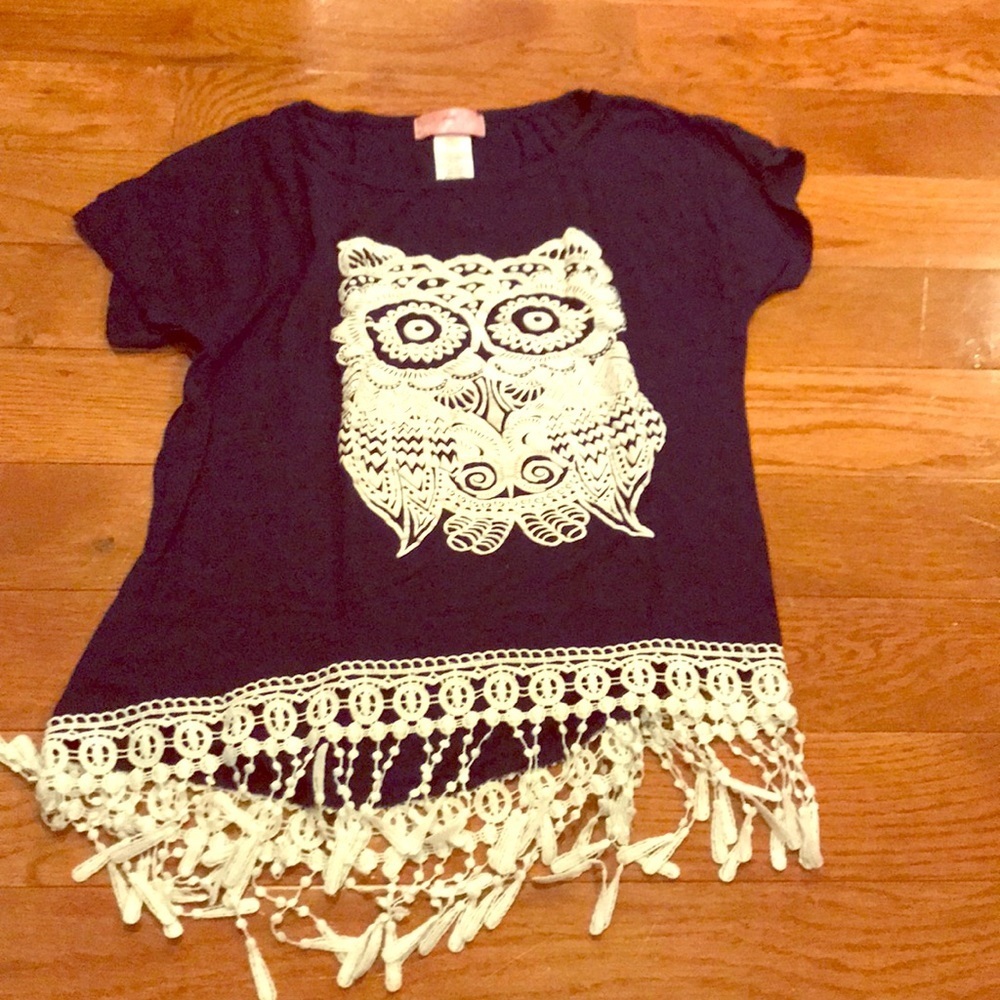 6/$20 Girl’s Navy Owl large top
